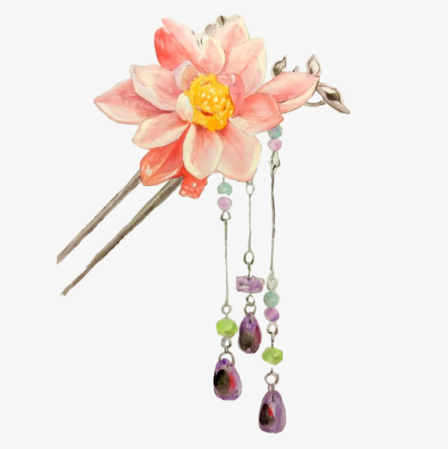 手绘古风花朵发簪