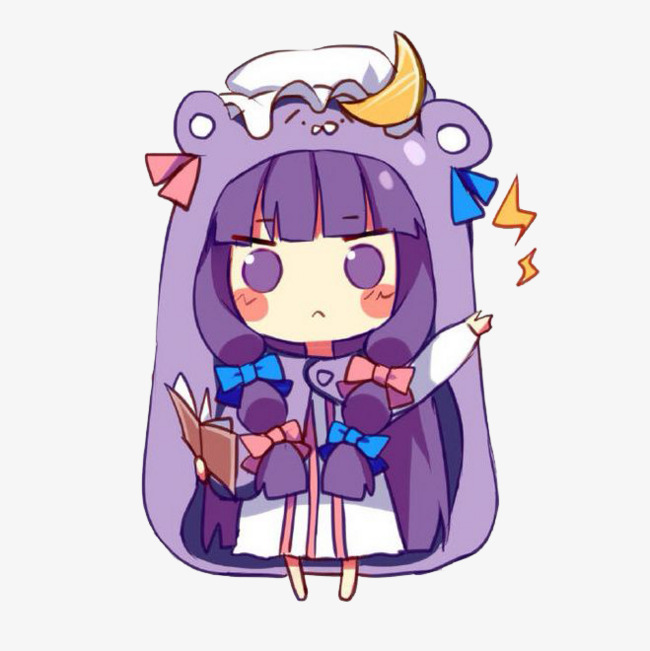 紫色手绘女孩图片