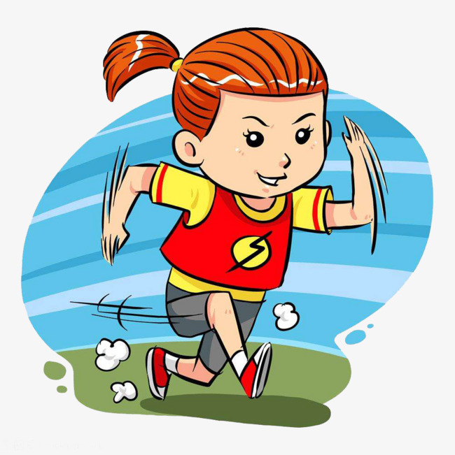 正在奔跑的女生卡通手绘装饰女生简笔画奔跑运动服快速