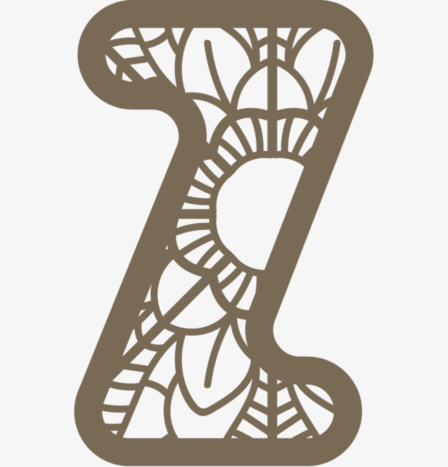 手绘线条窗花创意英文字母Z素材图片免费下载