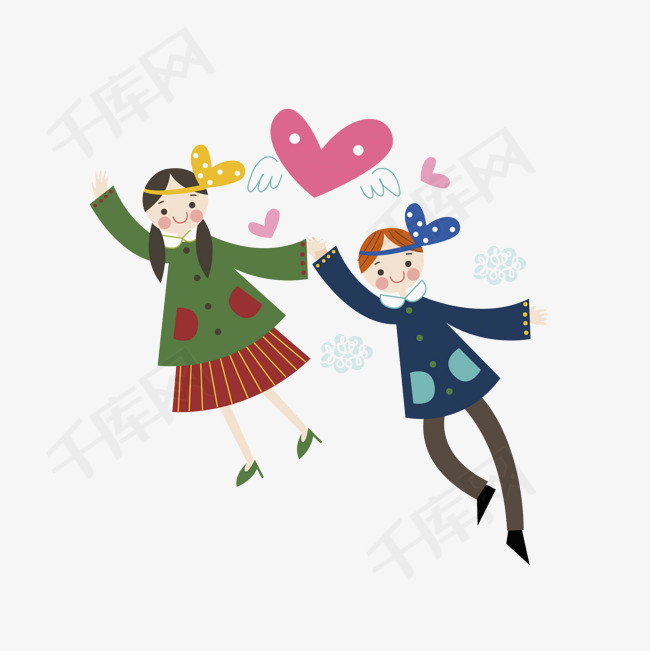 手绘飞起来的人手绘人物抽象翅膀海报插画    