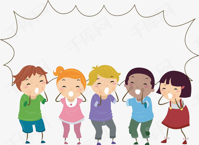一群孩子卡通人物呐喊的人一群孩子可爱的人手绘小女孩