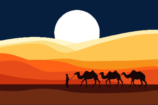 手绘沙漠阳光素材图片免费下载_高清png_千库