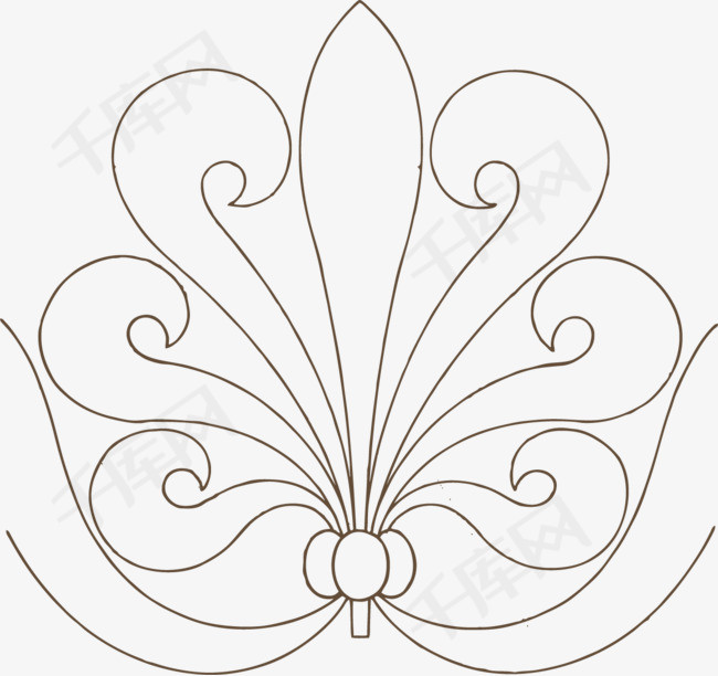 千库网提供线描对称花纹矢量免抠png素材
