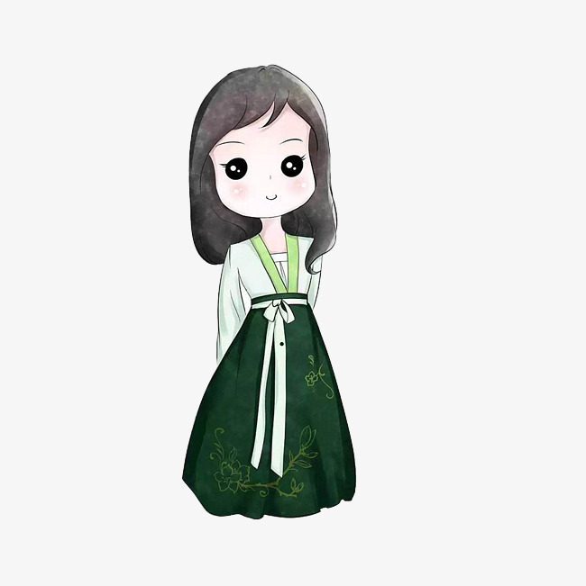 穿汉服的小姑娘古代卡通女孩汉服中国风大眼睛