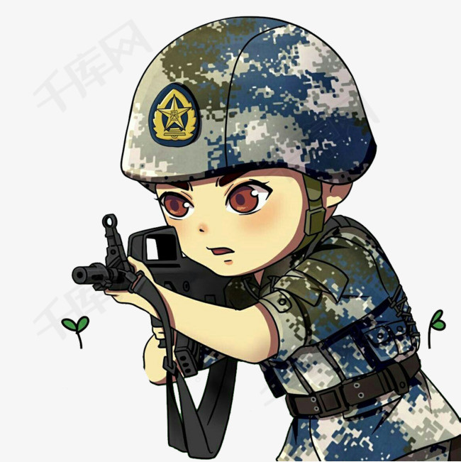 狙击的卡通兵哥哥狙击手卡通手绘士兵展示制服