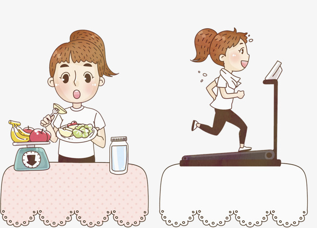 手绘合理减肥的女孩素材图片免费下载_高清p