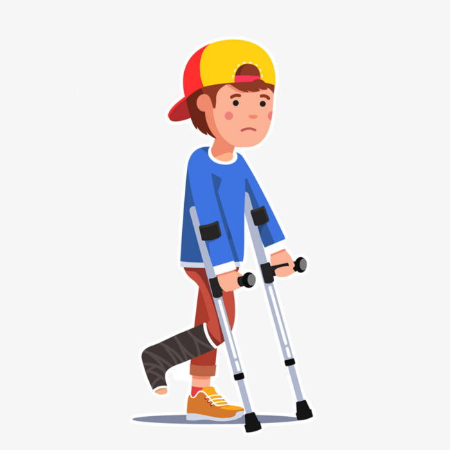 卡通拄拐杖的男孩素材图片免费下载_高清png