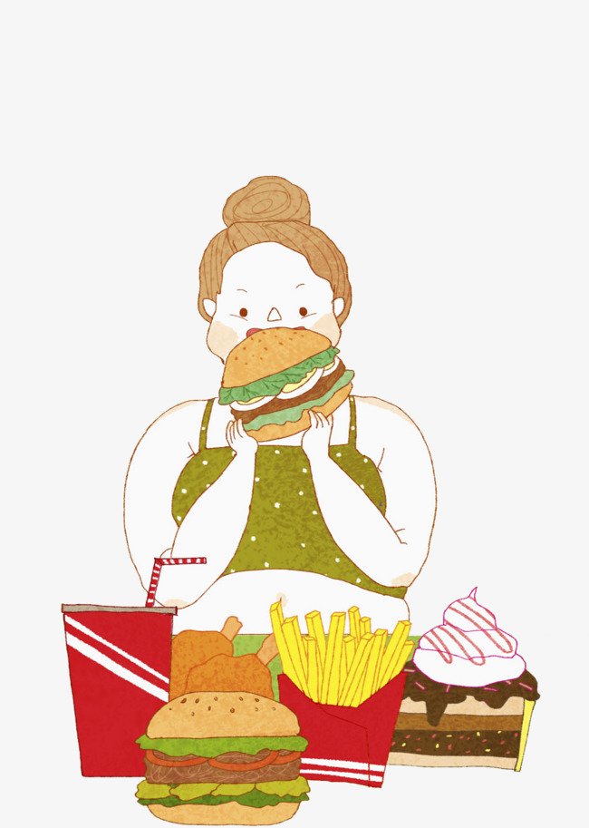 吃快餐的女孩PNG素材下载_高清图片PNG格式