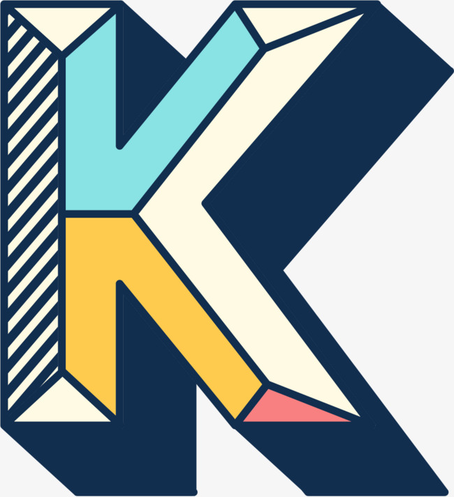 蓝色立体字母k