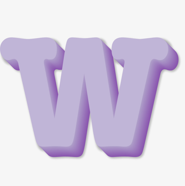 紫色卡通字母w