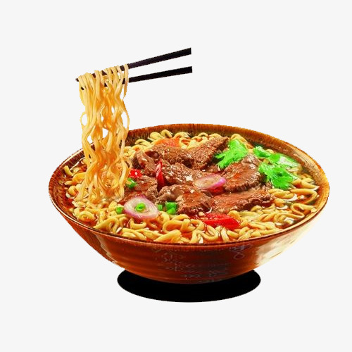 筷子夹起红烧排骨风味的面条素材图片免费下载