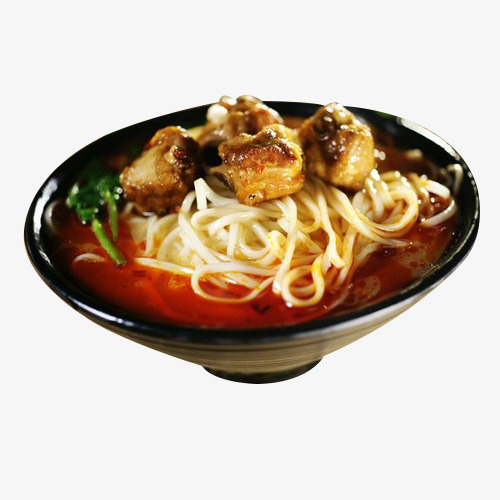 一大碗红烧风味的排骨面条素材图片免费下载_