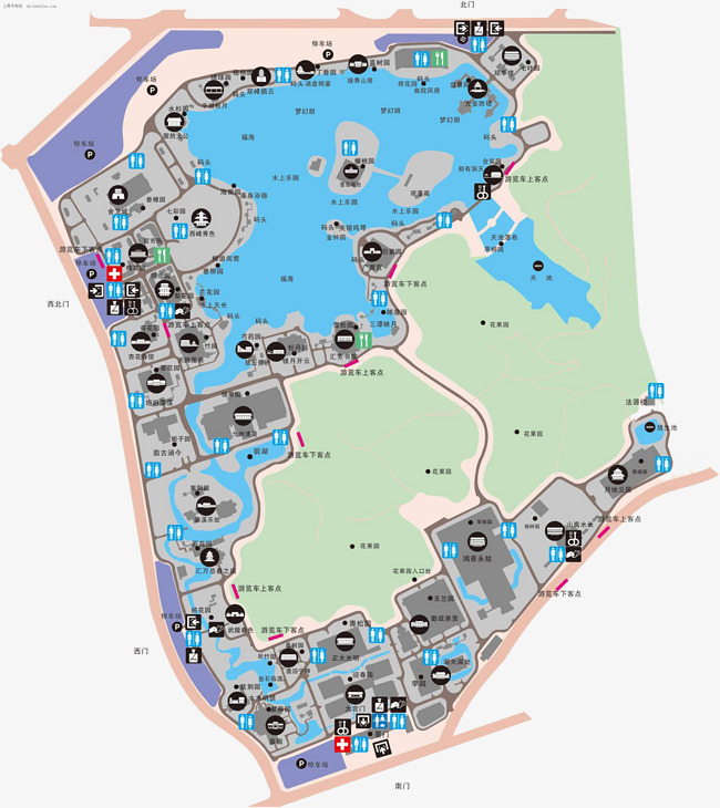 浙江横店影视城圆明新园地图素材图片免费下载