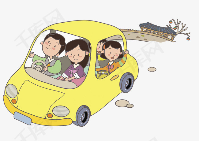 黄色小汽车插图商务    卡通手绘黄色        