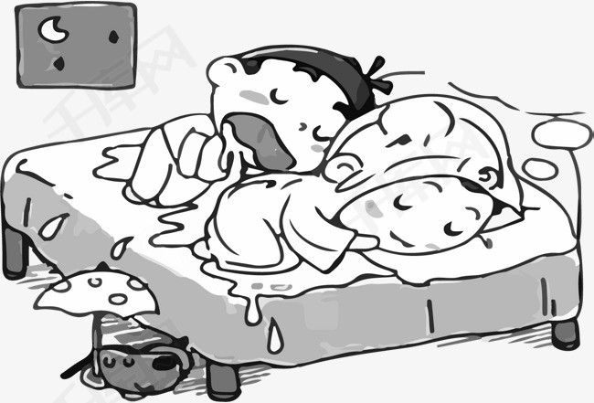 小孩睡觉流口水尿床漫画