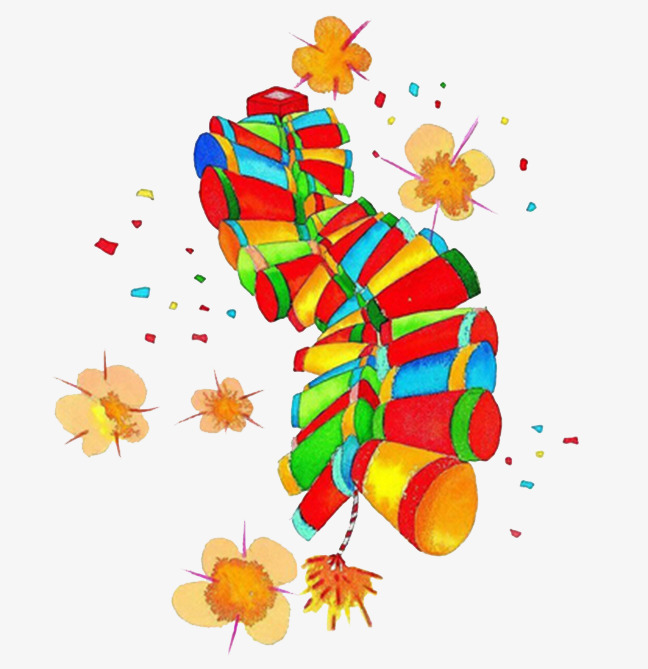 彩色卡通鞭炮png