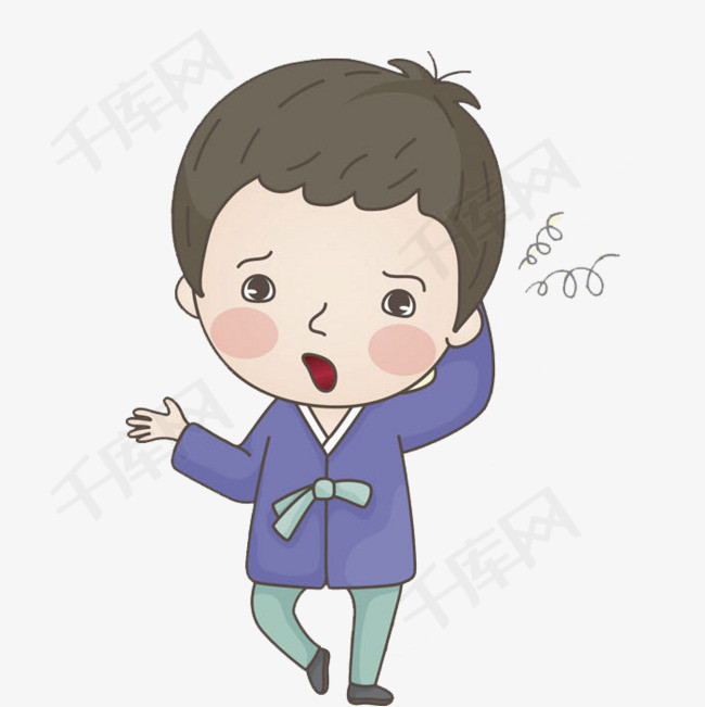 疑惑的男孩帅气的疑惑的卡通男孩挠头学生    