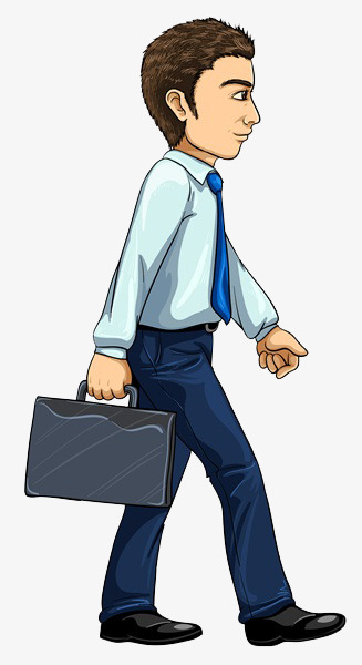 穿着整齐的男人商务人士卡通手绘西装革履领带套装上班族