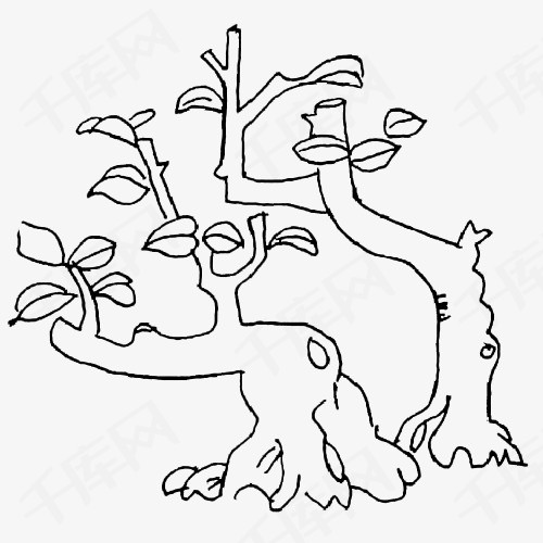 古树手绘简笔画