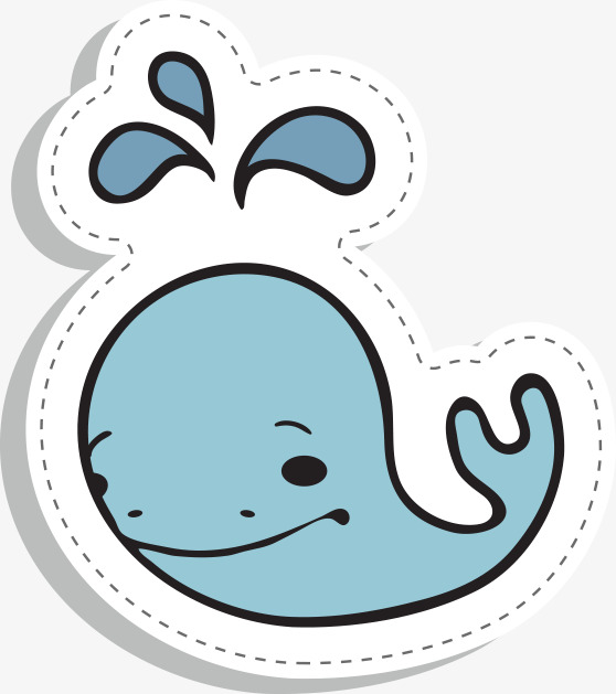 海生动物鲸鱼喷水手绘简图