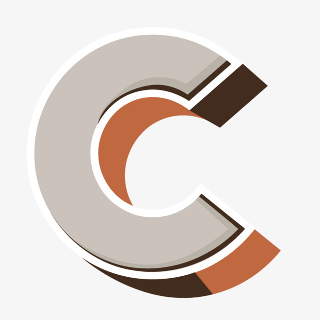棕色白边立体悬浮字母c_艺术字设计_千库网