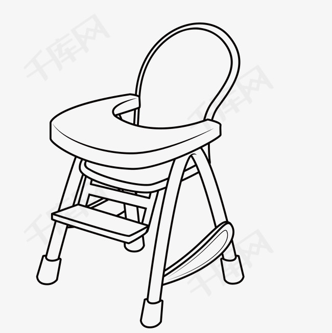 儿童座椅素描黑白色简笔线条儿童座椅椅子  