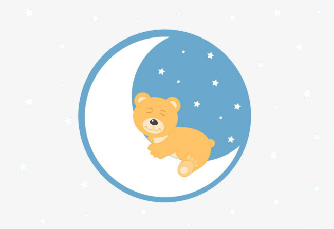 在月亮上睡觉的小熊