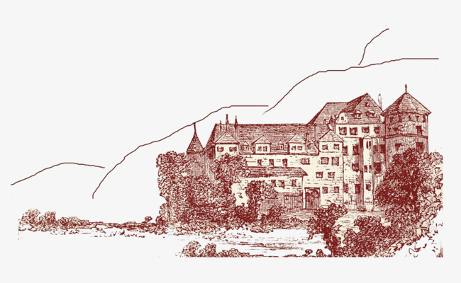素描手绘风格欧式庄园图案素材图片免费下载_