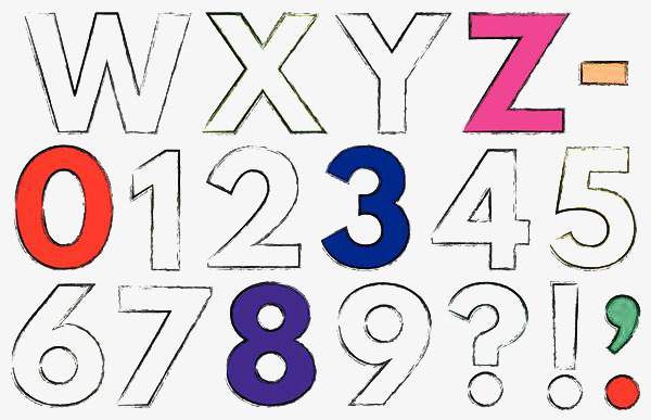 手绘空心数字