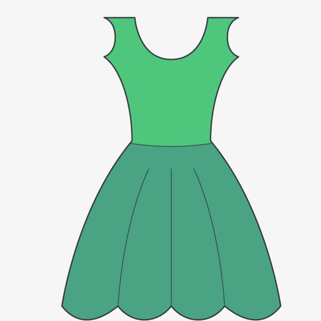 绿色手绘的裙子素材