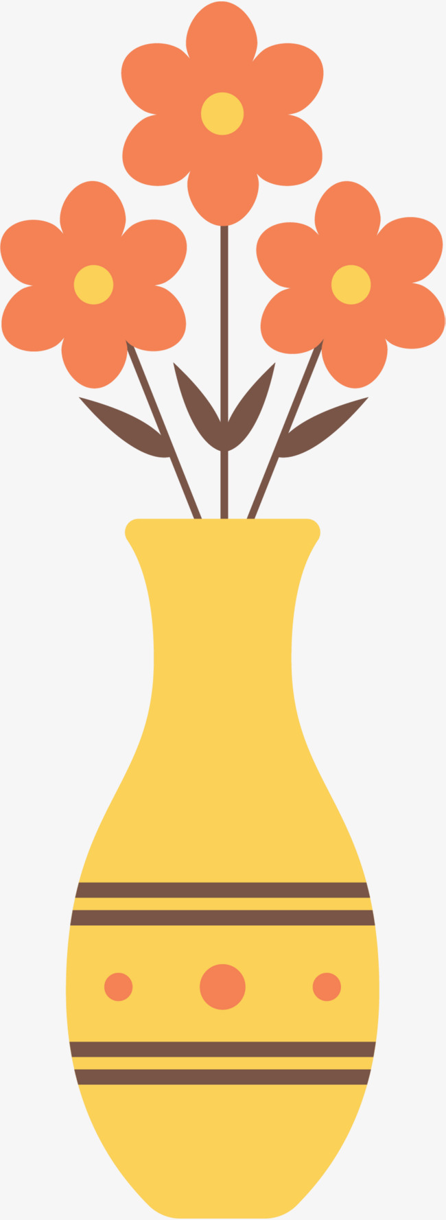 卡通黄色文艺花瓶卡通花瓶黄色花瓶橙色小花盆栽圆形花瓶文艺花瓶