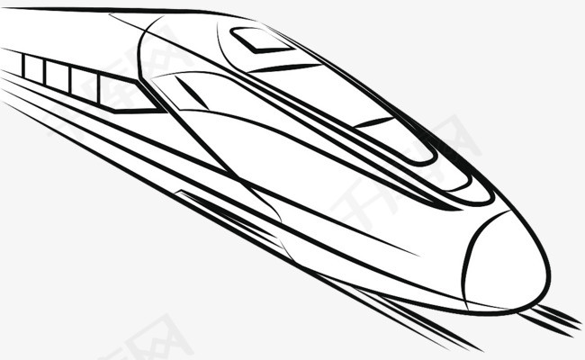 简单线稿交通地铁手绘黑白线条免扣