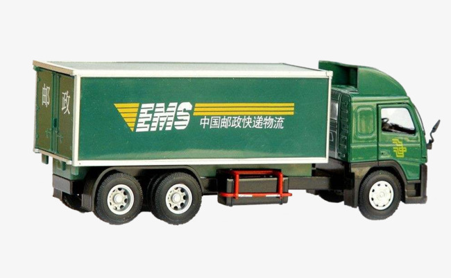 实物绿色快递卡车免扣图素材图片免费下载_高