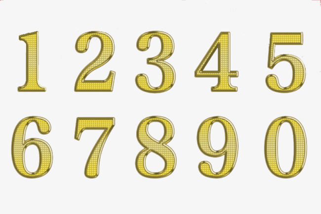 金色金属艺术字阿拉伯数字矢量图