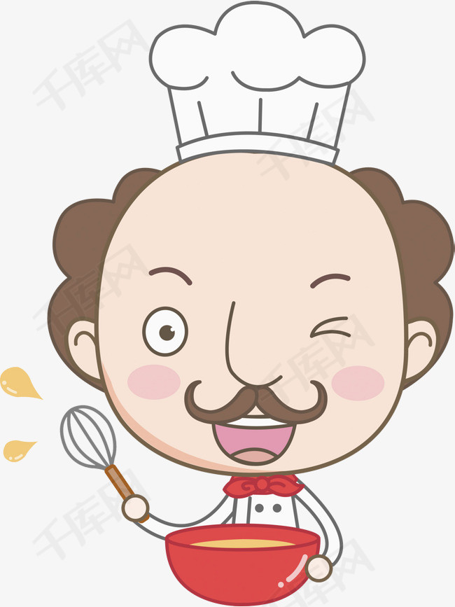 打鸡蛋的高兴厨师厨师男人厨房用具    表情小胡子