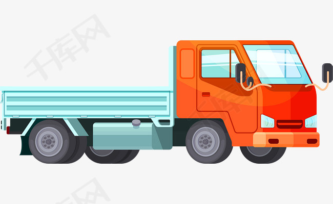 橙色卡通货运卡车