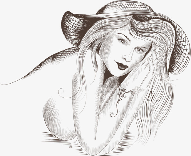 素描美女人物肖像
