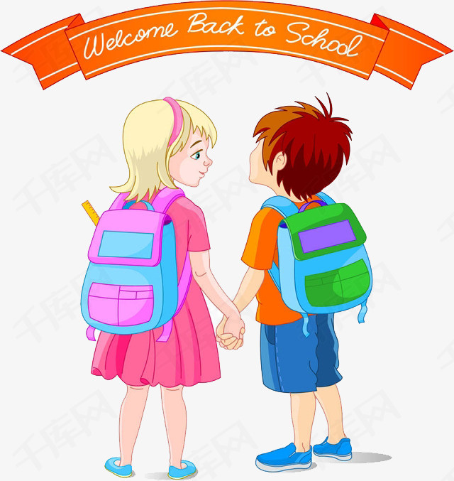新学期学生手牵手上学的插图