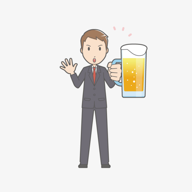 卡通职场人物喝啤酒庆祝