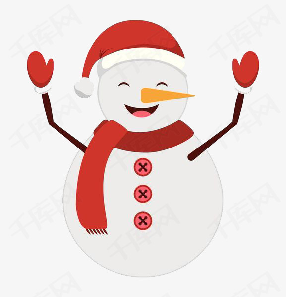 兴奋挥手的小雪人