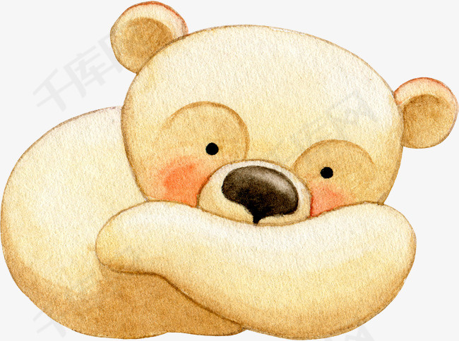 水彩睡觉的小熊免抠图可爱小熊卡通手绘呆萌睡觉动物