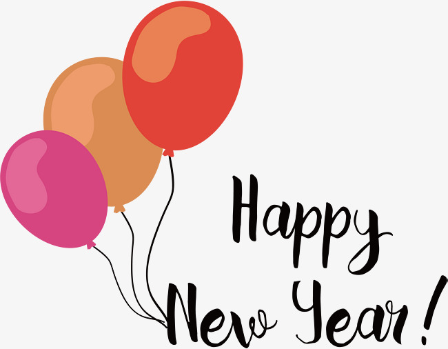 彩色气球束新年快乐