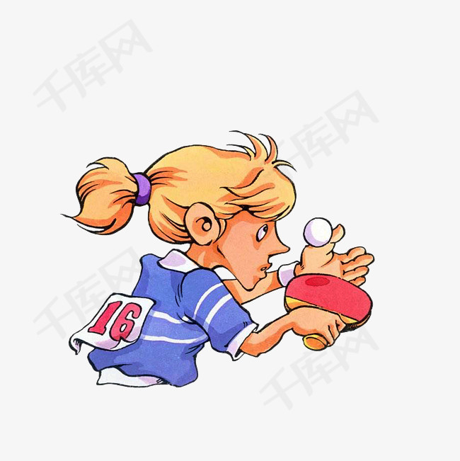 卡通准备发球的乒乓运动员选手png