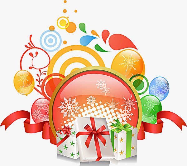 免抠圣诞节大礼包彩球装饰
