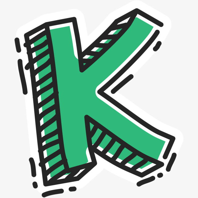 绿色手绘立体字母k