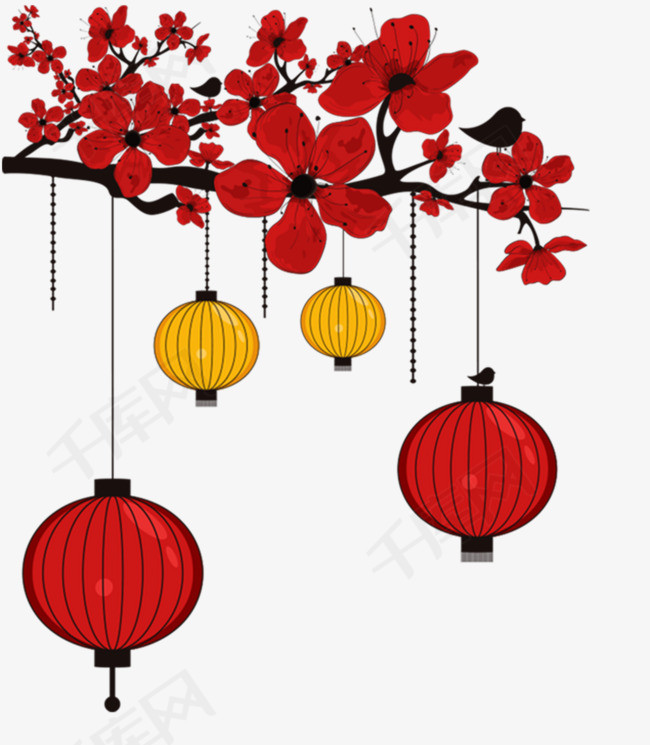 新春梅花灯笼png免抠图素材图片免费下载_高清png_千