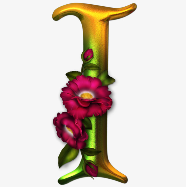 创意月季花英文字母i