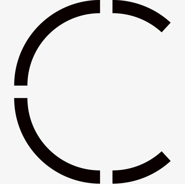 黑色简笔线条字母c_艺术字设计_千库网