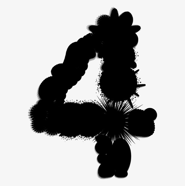 创意黑色水彩数字4